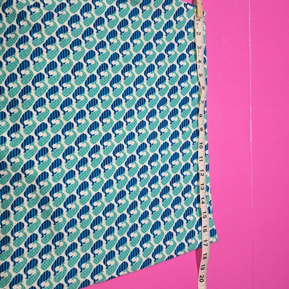 Talbots Twill Teal Blue Whale Print Pencil Skirt Preppy Nautical Beach Size 12 - Picture 8 of 9